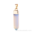 Popular Opal Gemstone Gilding 4 Faceted Cone Hexagonal Pendant Necklace